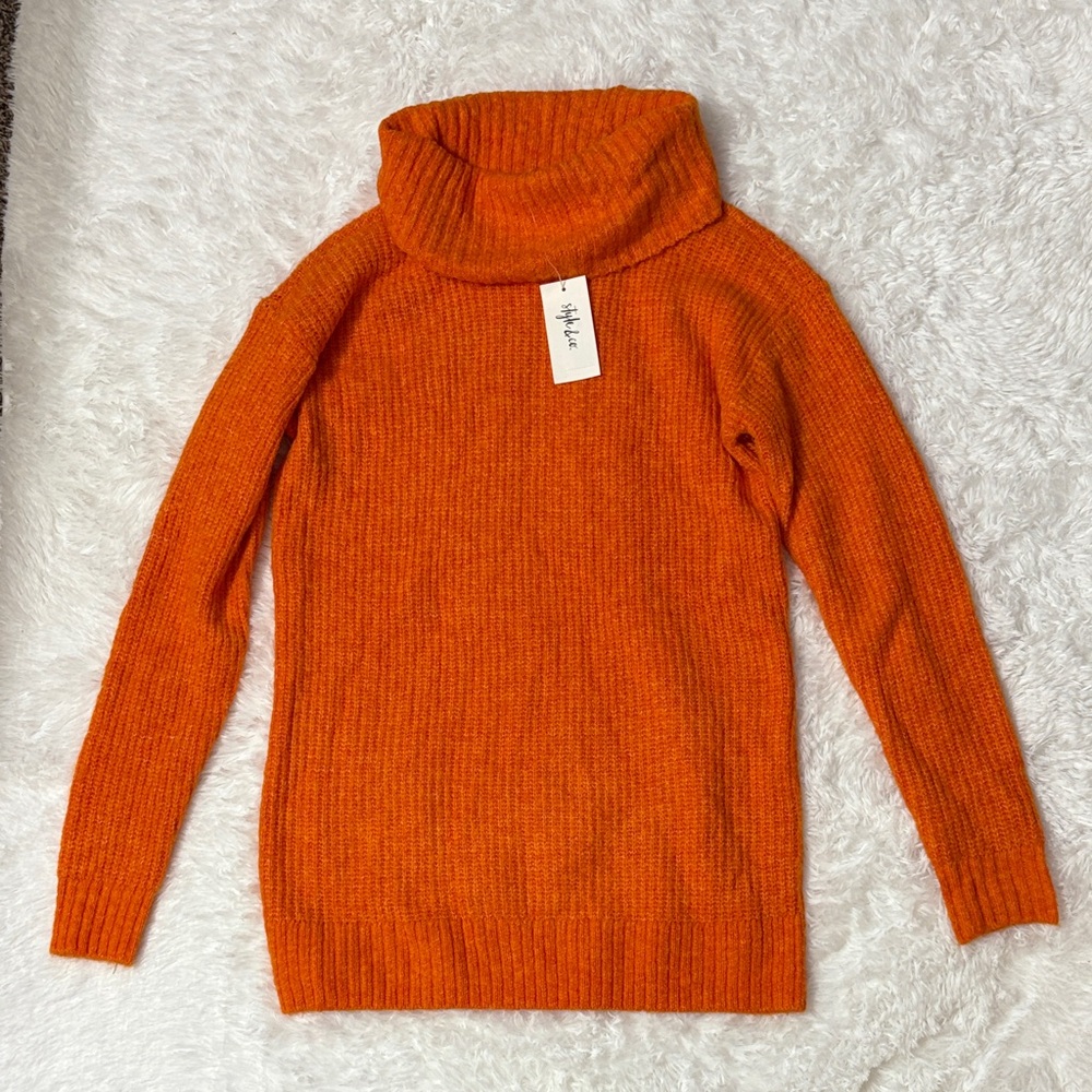 NWT Style & Co Campfire Orange Cowl Tunic Sweater Size XS